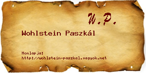 Wohlstein Paszkál névjegykártya